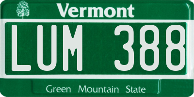 VT license plate LUM388
