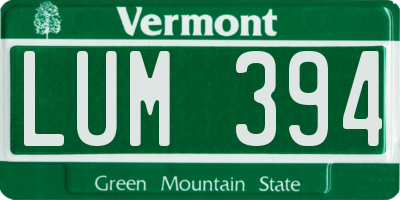 VT license plate LUM394