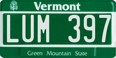 VT license plate LUM397
