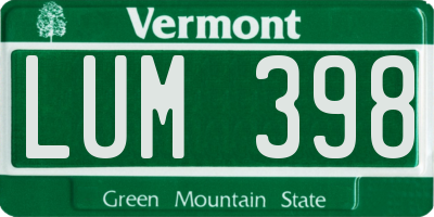 VT license plate LUM398