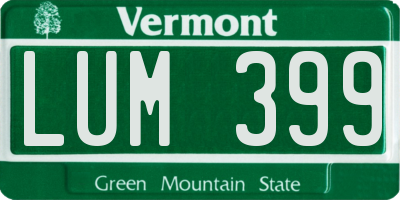 VT license plate LUM399