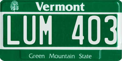 VT license plate LUM403