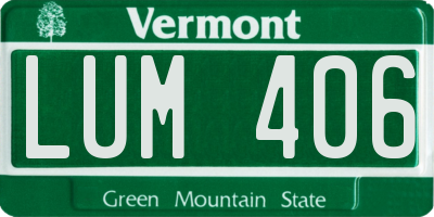VT license plate LUM406