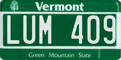 VT license plate LUM409