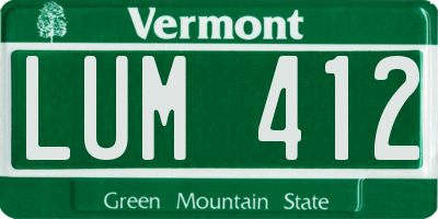 VT license plate LUM412