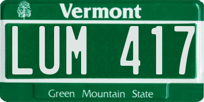 VT license plate LUM417