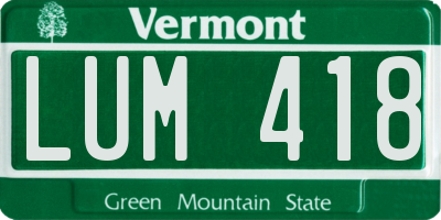 VT license plate LUM418