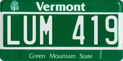 VT license plate LUM419