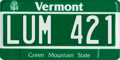 VT license plate LUM421