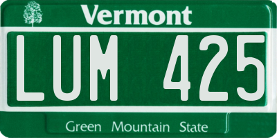 VT license plate LUM425