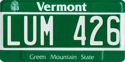 VT license plate LUM426