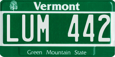 VT license plate LUM442