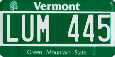 VT license plate LUM445