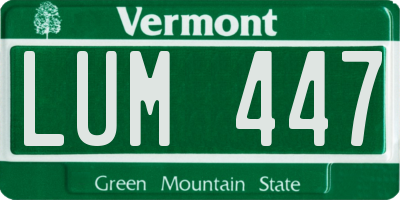 VT license plate LUM447