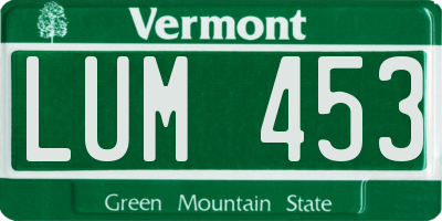 VT license plate LUM453