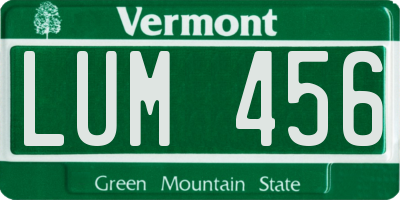 VT license plate LUM456
