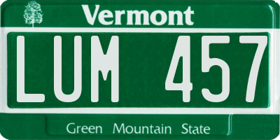 VT license plate LUM457