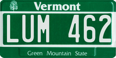 VT license plate LUM462