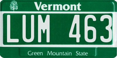 VT license plate LUM463