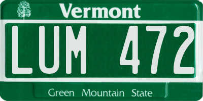 VT license plate LUM472