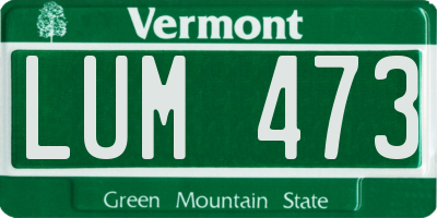 VT license plate LUM473