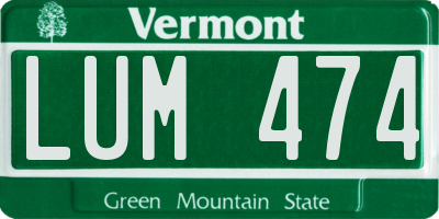 VT license plate LUM474