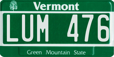VT license plate LUM476