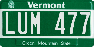 VT license plate LUM477