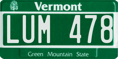 VT license plate LUM478