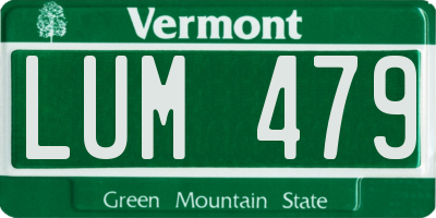 VT license plate LUM479