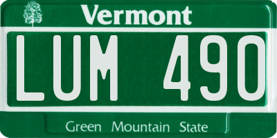 VT license plate LUM490