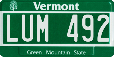 VT license plate LUM492