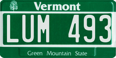 VT license plate LUM493