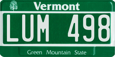 VT license plate LUM498