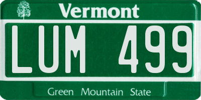 VT license plate LUM499