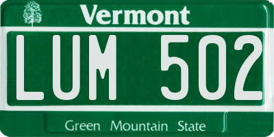 VT license plate LUM502