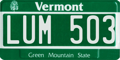 VT license plate LUM503