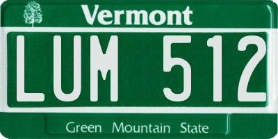 VT license plate LUM512