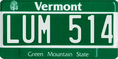 VT license plate LUM514
