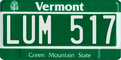 VT license plate LUM517