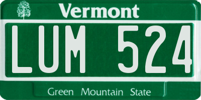 VT license plate LUM524