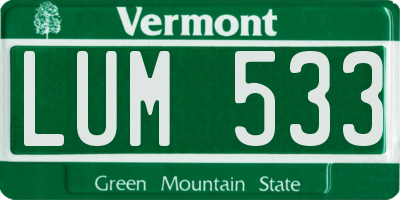 VT license plate LUM533