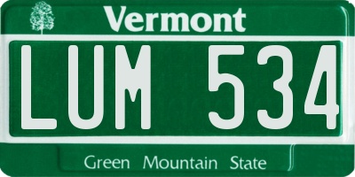 VT license plate LUM534