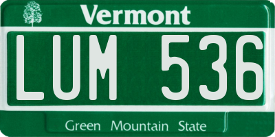 VT license plate LUM536