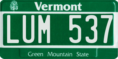 VT license plate LUM537