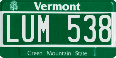 VT license plate LUM538
