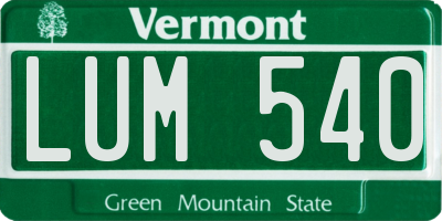 VT license plate LUM540