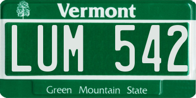 VT license plate LUM542