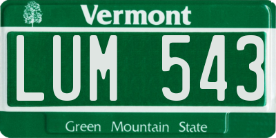 VT license plate LUM543