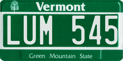 VT license plate LUM545